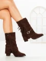 Botine cu Toc Gros 6AH32 BROWN | MEI