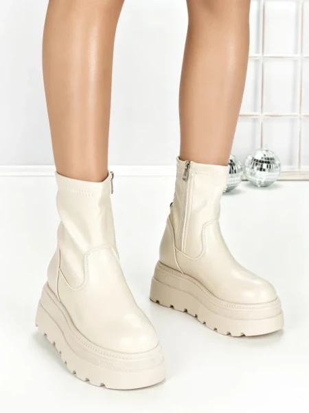 Ghete Dama cu Platforma 68WL35 BEIGE | MEI