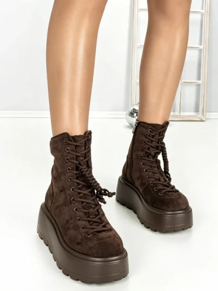 Ghete Dama cu Platforma 68WL37 DARK BROWN | MEI