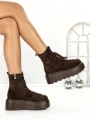 Ghete Dama cu Platforma 68WL37 DARK BROWN | MEI