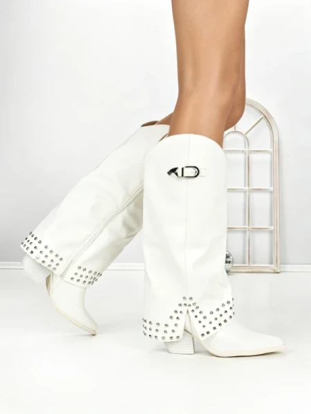 Cizme Dama cu Toc 6AH22 WHITE | MEI