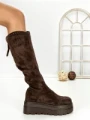 Cizme Dama cu Platforma 68WL25 DARK BROWN | MEI