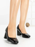 Pantofi cu Toc Gros 8136 BLACK | CM
