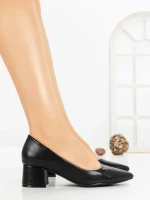 Pantofi cu Toc Gros 8125 BLACK | CM