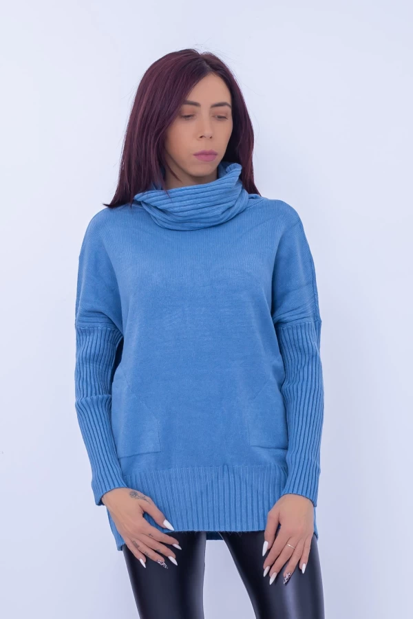 Ženske bluza s ovratnikom D817 Svetlo Modra | Fashion