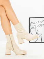 Botine cu Toc Gros 5724 BEIGE | SEASOND