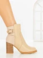 Botine cu Toc Gros 9137 BEIGE | CM