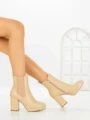 Botine cu Toc Gros 9128 BEIGE | CM