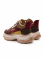 Pantofi Sport Dama din piele naturala HD7673 KHAKI-WINE | ADVANCER
