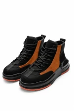Ghete Barbati din piele naturala 3836 BLACK-YELLOW | ADVANCER
