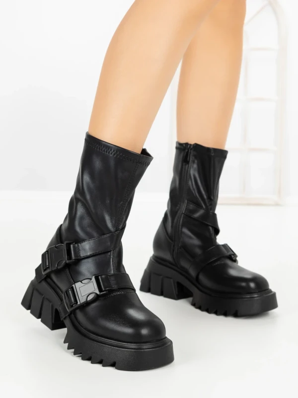Ghete Dama cu Platforma YZ21-25 BLACK | H&D
