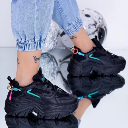 Ženski športni copati s platformo WL118 Črna | Mei