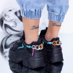 Ženski športni copati s platformo WL118 Črna | Mei