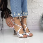 Ženski sandali z debelo peto YXD18 Srebrna | Mei