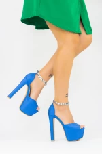 Ženski sandali z debelo peto in platformo 2HLX93 Modra | Mei