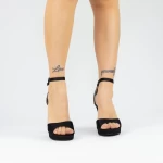 Ženski sandali z debelo peto in platformo 2BD16 Črna | Mei