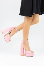 Ženski sandali z debelo peto in platformo 2SY7 Roza | Mei