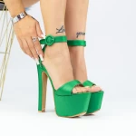 Ženski sandali s tanko peto in platformo 2HLX95 Zelena | Mei
