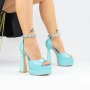 Ženski sandali z debelo peto in platformo 2SY6 Svetlo Modra | Mei