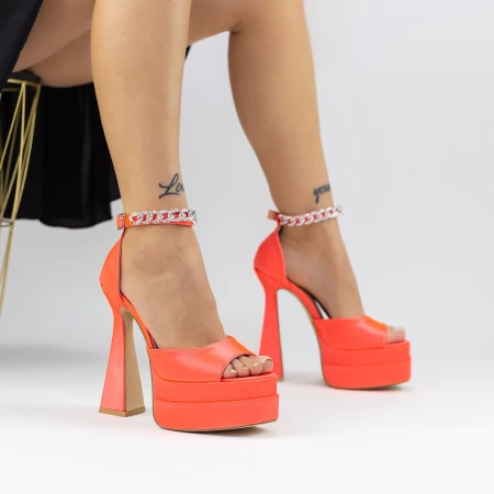 Ženski sandali z debelo peto in platformo 2SY6 Oranžna | Mei