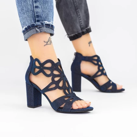 Ženski sandali z debelo peto XKK565A Modra | Mei