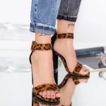 Ženski sandali z debelo peto XKK161A Leopard | Mei