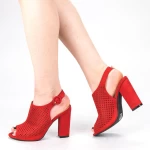 Ženski sandali z debelo peto XKK159 Rdeča | Mei
