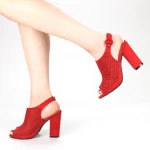 Ženski sandali z debelo peto XKK159 Rdeča | Mei