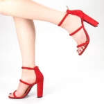Ženski sandali z debelo peto XKK153 Rdeča | Mei