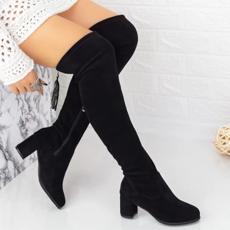 Ženski škornji z debelo peto 2W286 Črna | Mei