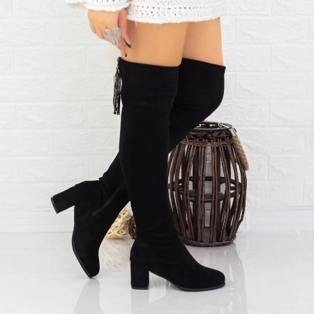 Ženski škornji z debelo peto 2W286 Črna | Mei