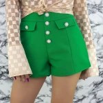 Ženske kratke hlače VMC6017 Zelena | Emma Fashion