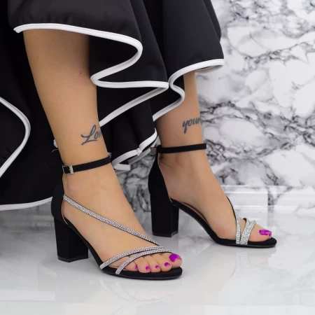 Ženski sandali z debelo peto 2RG19 Črna | Mei