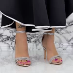 Ženski sandali s tanko peto 2YXD60 Srebrna | Mei