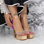 Ženski sandali z debelo peto in platformo 2LE6 Šampanjec | Mei