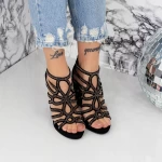 Ženski sandali z debelo peto 2XKK96 Črna-Guncolor | Mei
