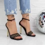 Ženski sandali s tanko peto VK118 Črna | Botinelli