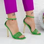 Ženski sandali s tanko peto VK118 Zelena | Botinelli
