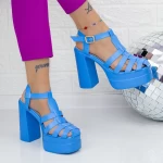 Ženski sandali z debelo peto in platformo TN-39 Modra | Botinelli