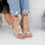 Ženski sandali z debelo peto TN-75 Srebrna | Botinelli