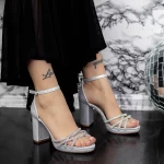 Ženski sandali z debelo peto 2XKK22 Srebrna | Mei
