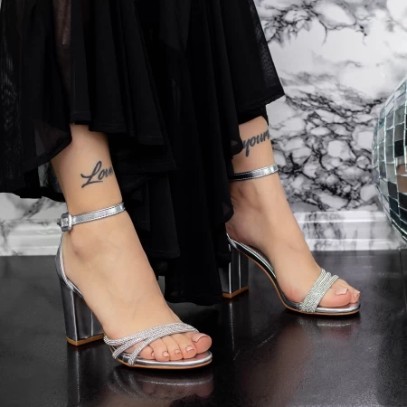 Ženski sandali z debelo peto 2XKK28 Srebrna | Mei