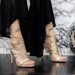 Ženski sandali s tanko peto 2XKK107 Zlata | Mei