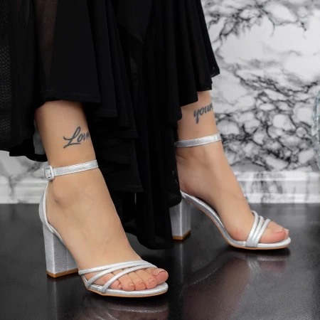 Ženski sandali z debelo peto 2XKK32 Srebrna | Mei