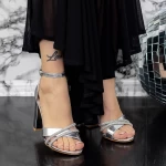 Ženski sandali z debelo peto 2YXD72 Srebrna | Mei