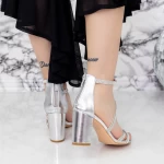 Ženski sandali z debelo peto 2RG17 Srebrna | Mei