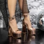 Ženski sandali z debelo peto in platformo 2KV77 Šampanjec | Mei