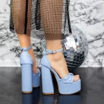 Ženski sandali z debelo peto in platformo 2KV88 Svetlo Modra | Mei