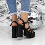 Ženski sandali z debelo peto in platformo FLD-1 Črna | Mei
