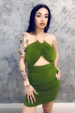 Ženska obleka 003 Temno Zelena | Bella